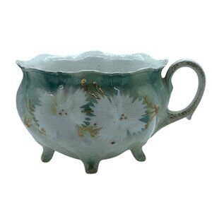 Antique Dogwood RS Prussia Footed Porcelain Cup Hand Painted Floral Design 2"x4"